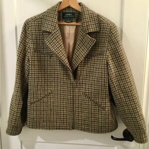 Ralph Lauren Women's Houndstooth Blazer - Brown and Cream